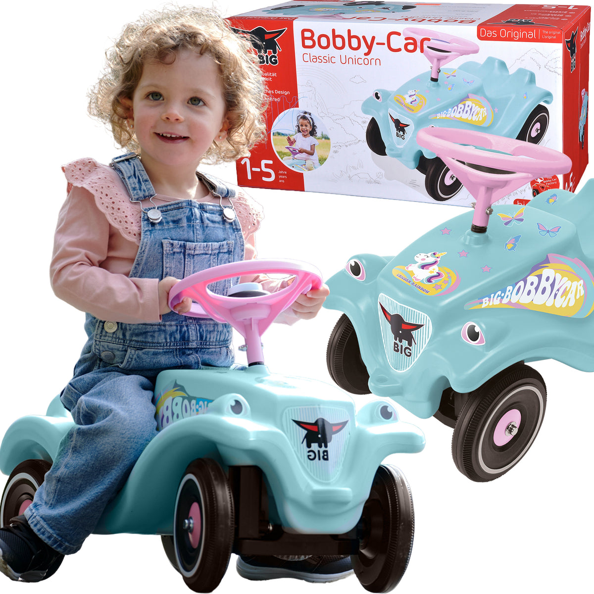 BIG Bobby Car Classic Unicorn Ride-On with Horn