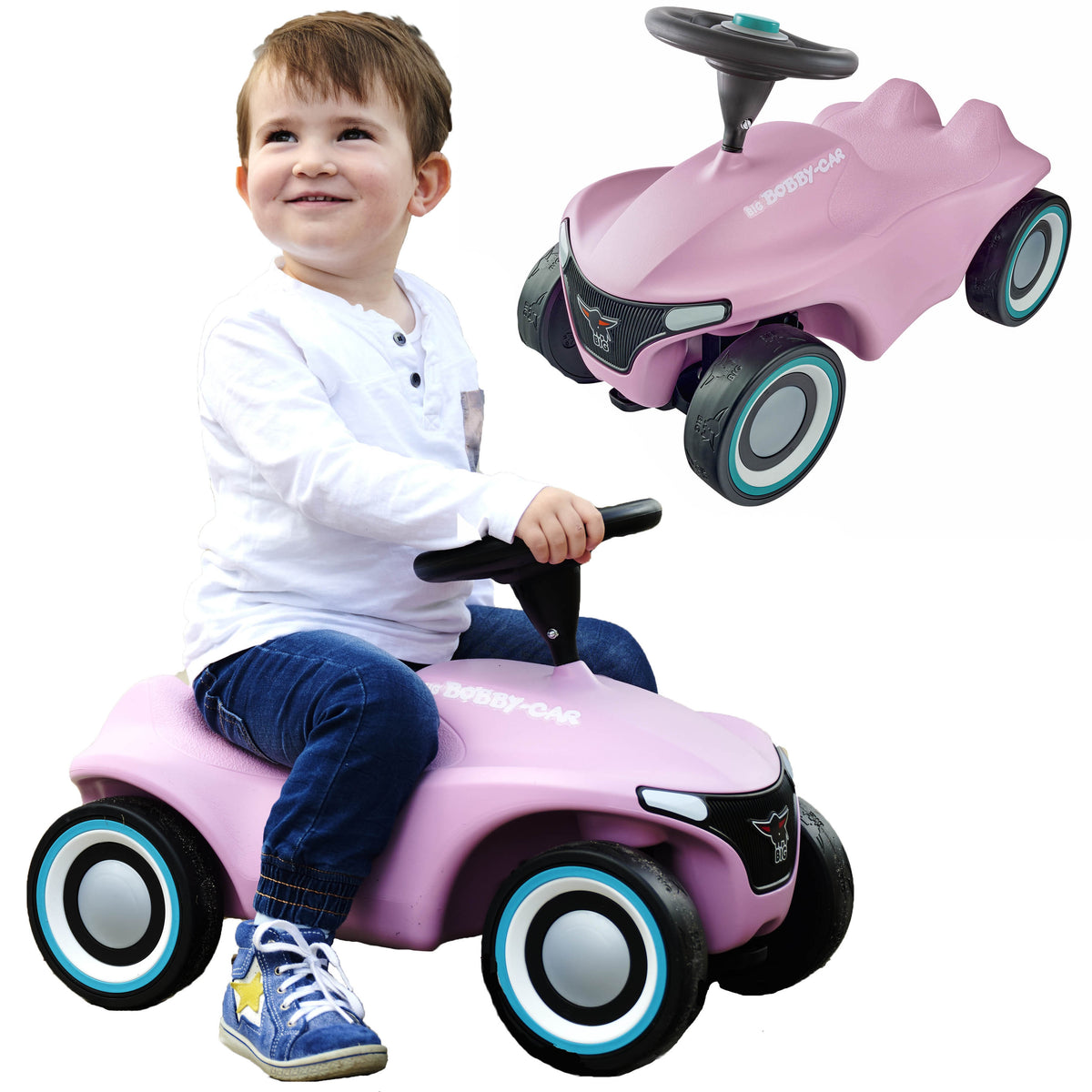 BIG Bobby Car Neo Pink Ride-On with Silent Wheels