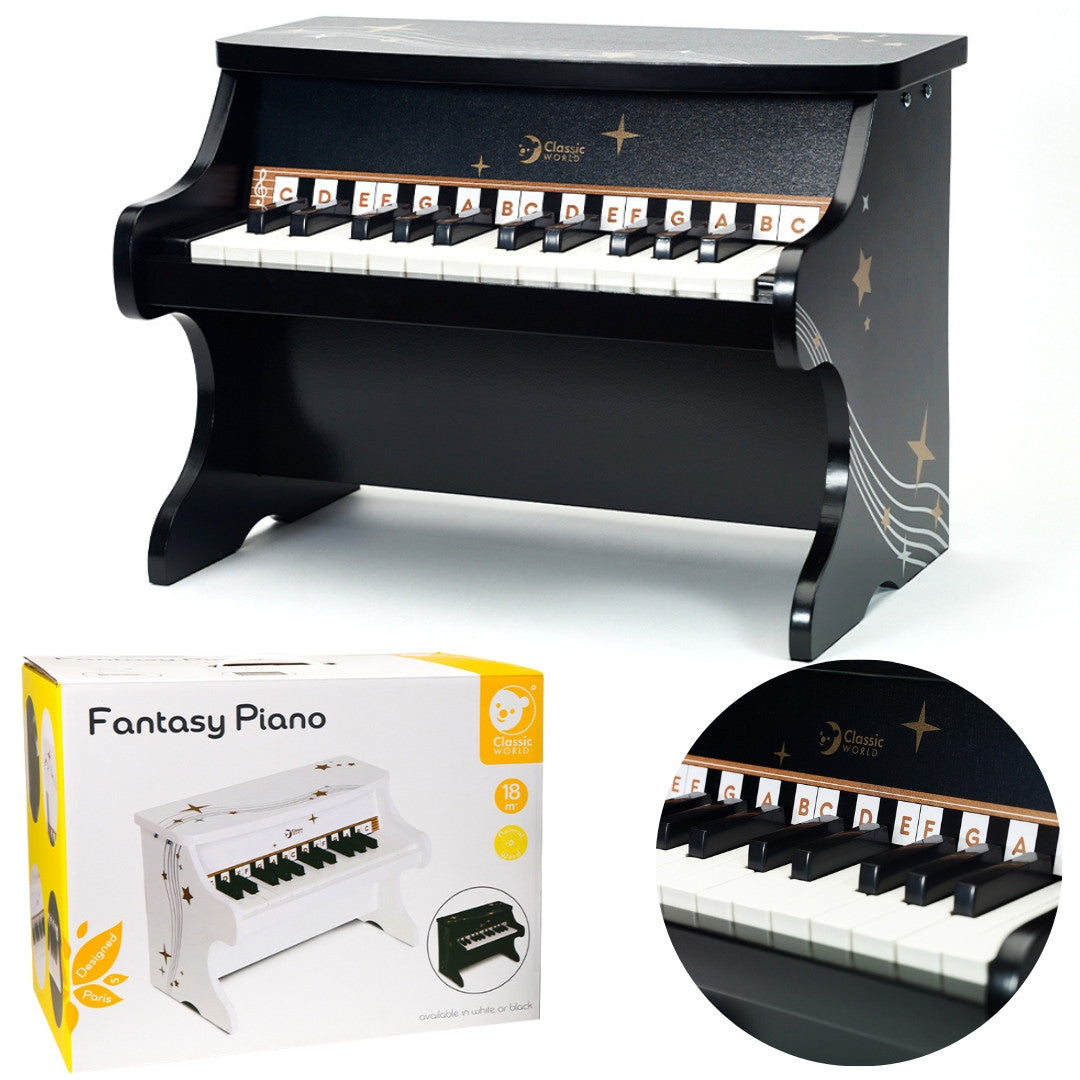 Classic World Wooden Toy Piano for Kids, Black