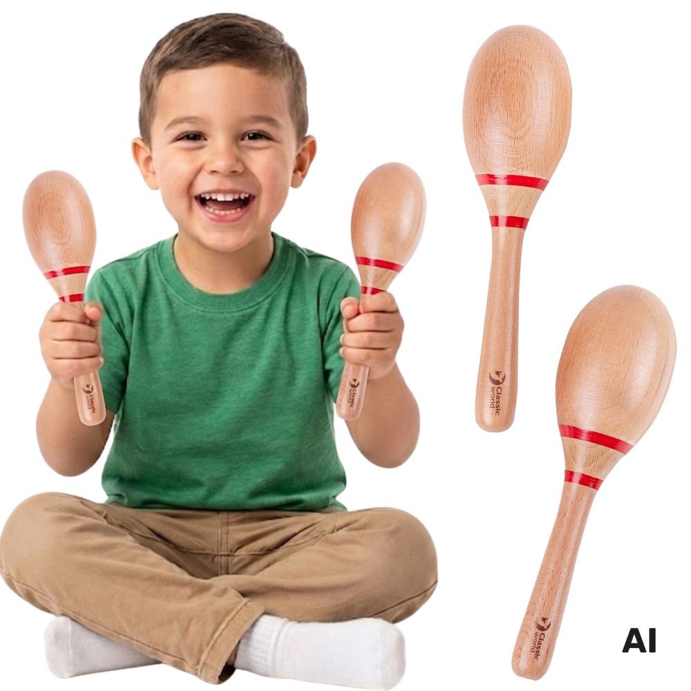 Classic World EDU Wooden Maracas for Kids, 2 pcs