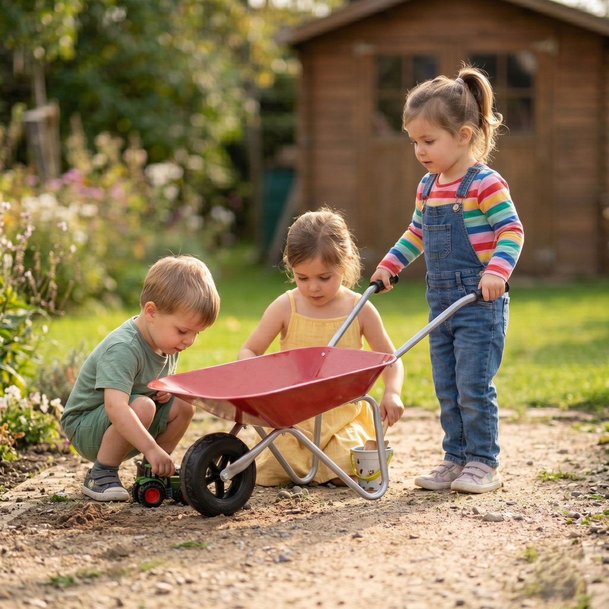 Classic World red wheelbarrow – wheel and handles