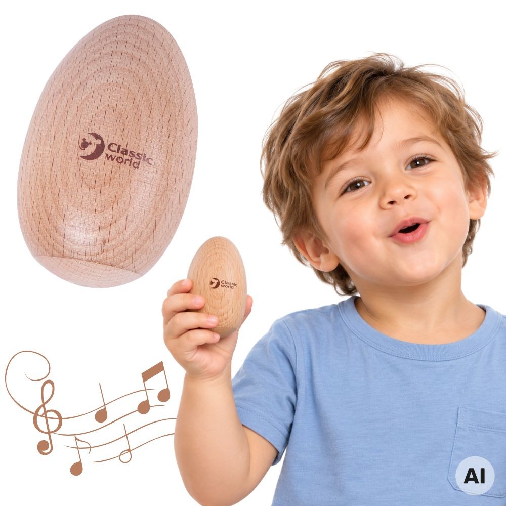 Classic World EDU Wooden Egg Shaker for Kids