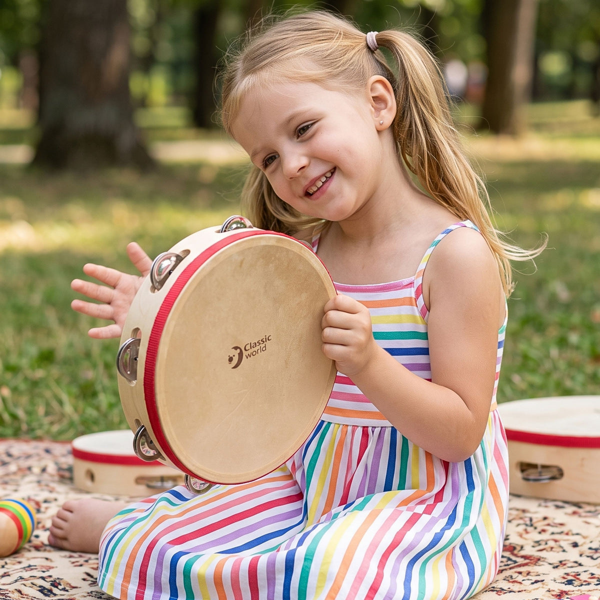 Classic World EDU tambourine – natural membrane