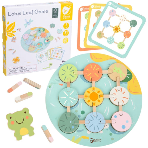 Classic World wooden frog lily pad path logic game