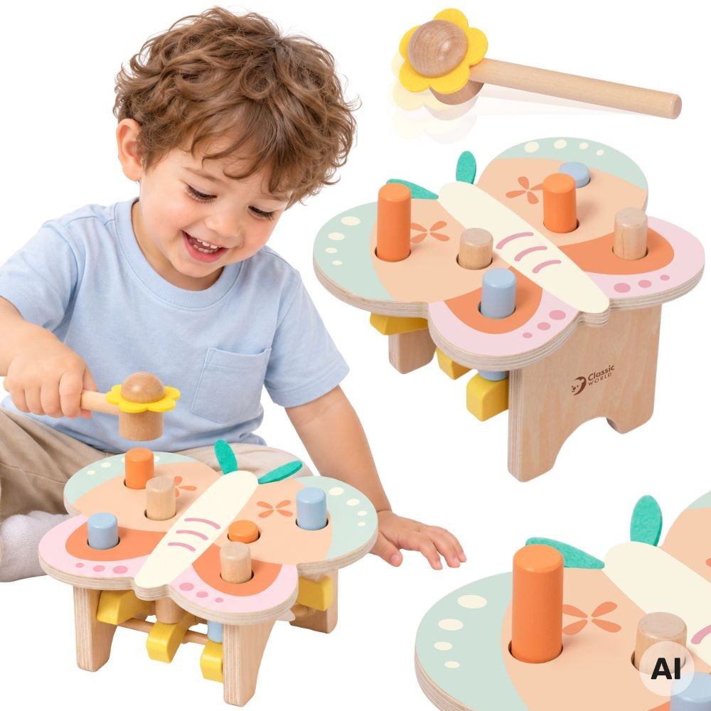 Classic World Pastel Butterfly Pound-a-Peg Toy