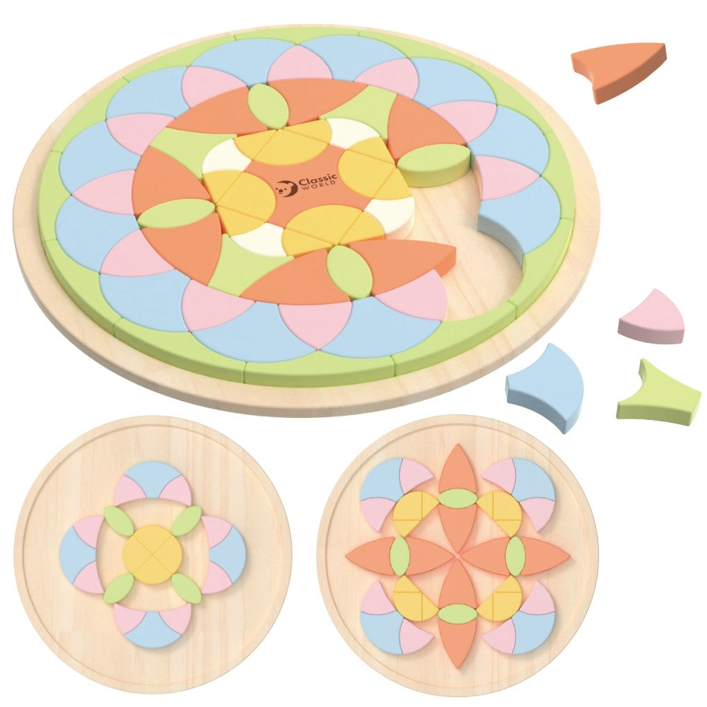 Classic World pasteļtoņu ziedu mandalas mozaīkas puzle