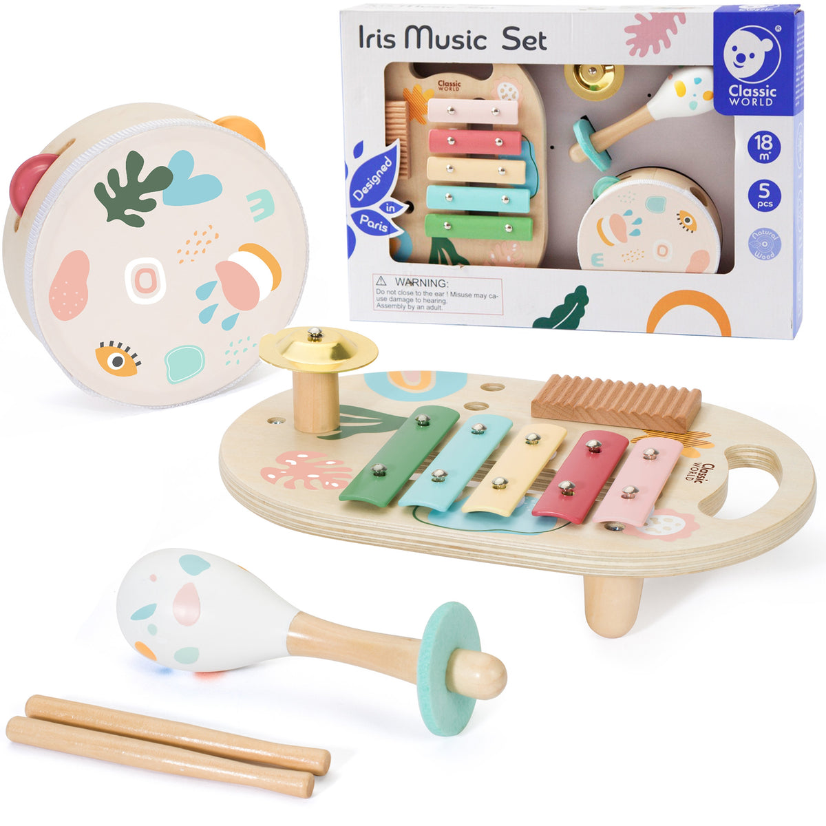 Classic World wooden musical instruments set for toddlers
