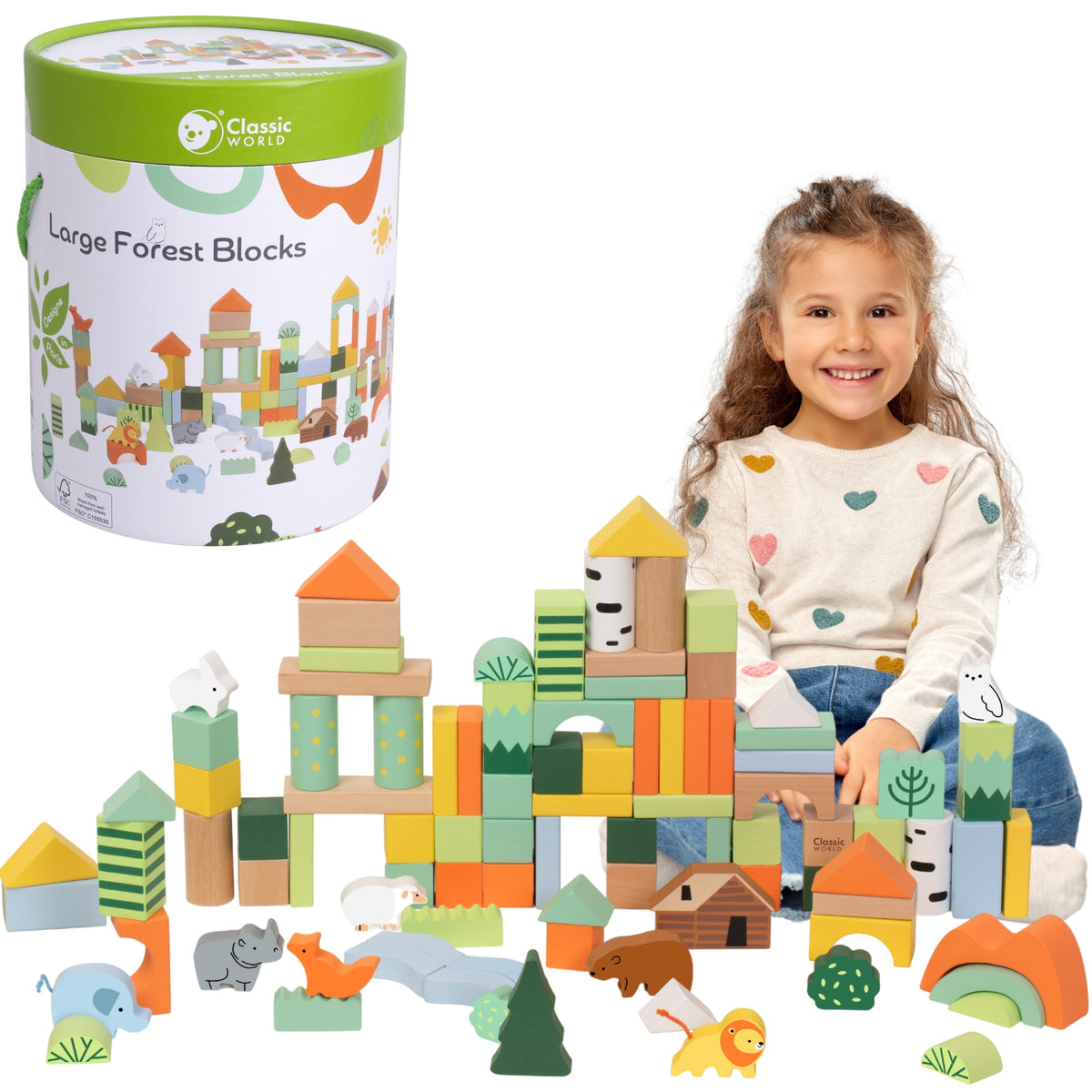 Classic World Forest World wooden blocks set, 100 pieces