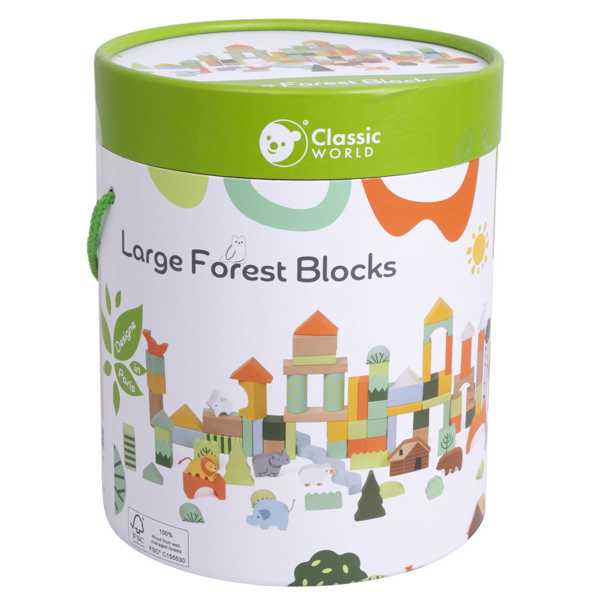 Colourful wooden block shapes from the forest set