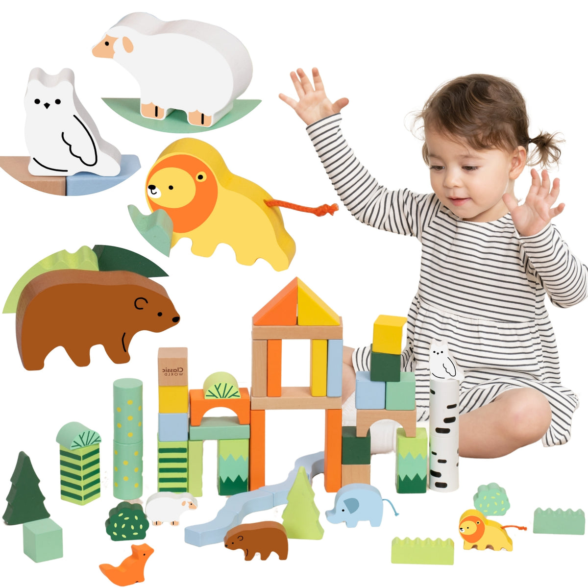Classic World Forest World wooden blocks set, 50 pieces
