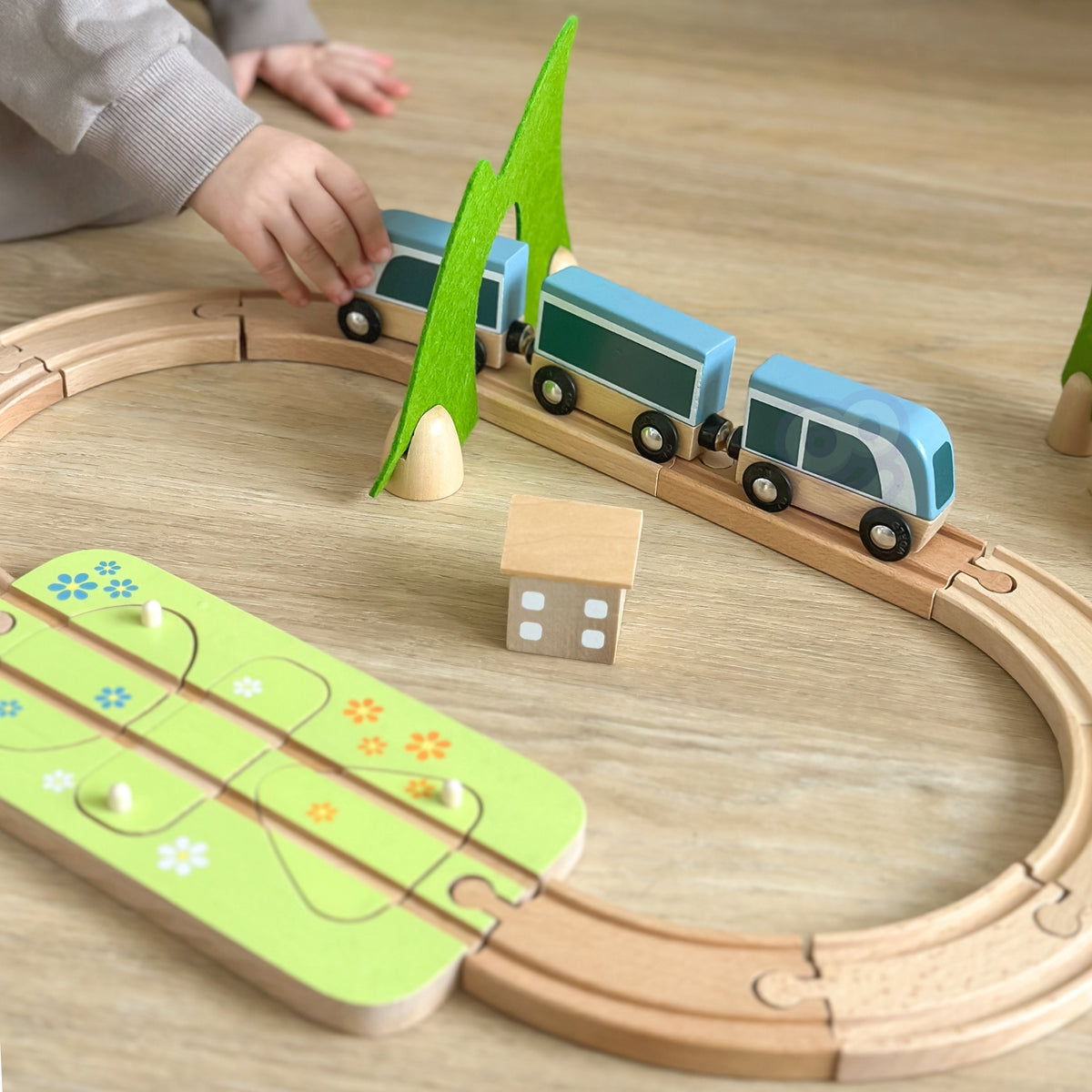 Montessori style train toy for kids aged 3 and up