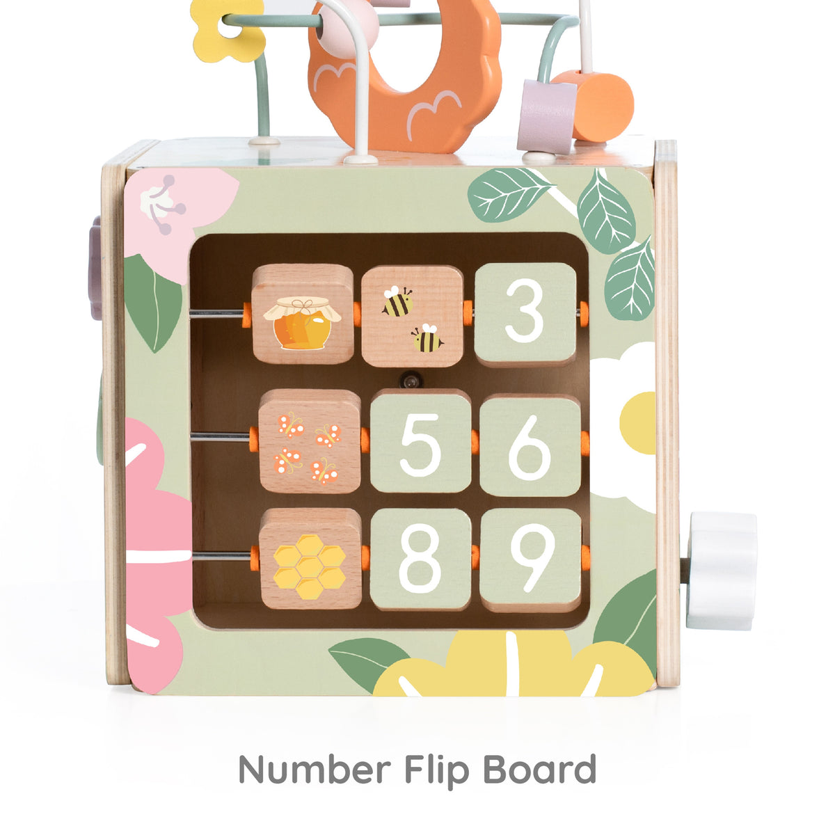 Colourful wooden busy cube for kids from 18 months