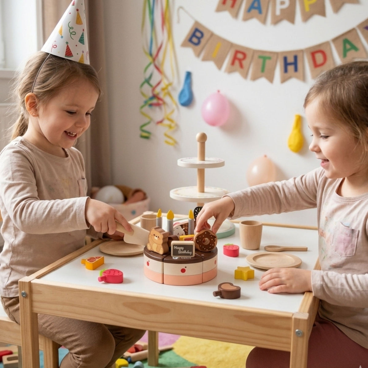 Classic World koka dzimšanas dienas torte – svecītes un uzraksts Happy Birthday