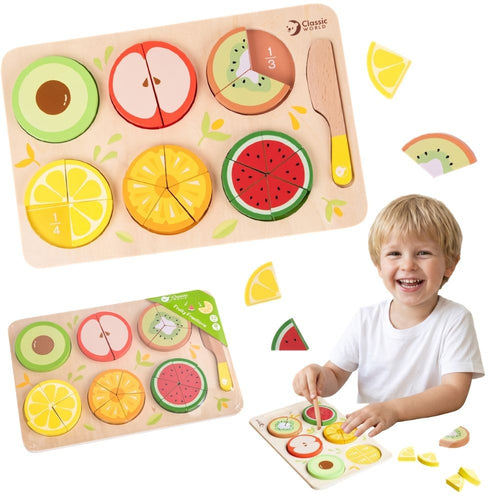 Classic World Wooden Fruit Fractions Cutting Set, 23 pcs