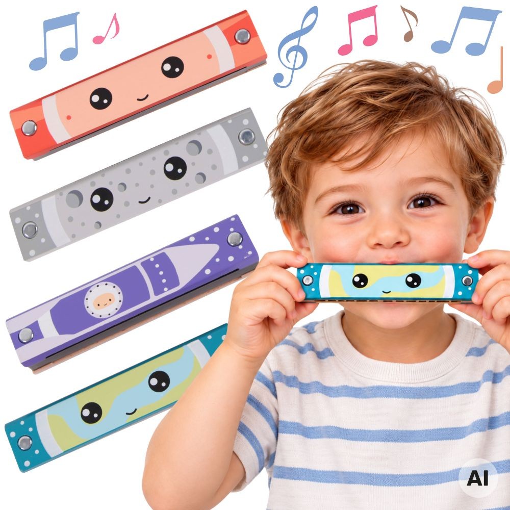 Classic World Wooden Harmonica for Kids, 1 pc