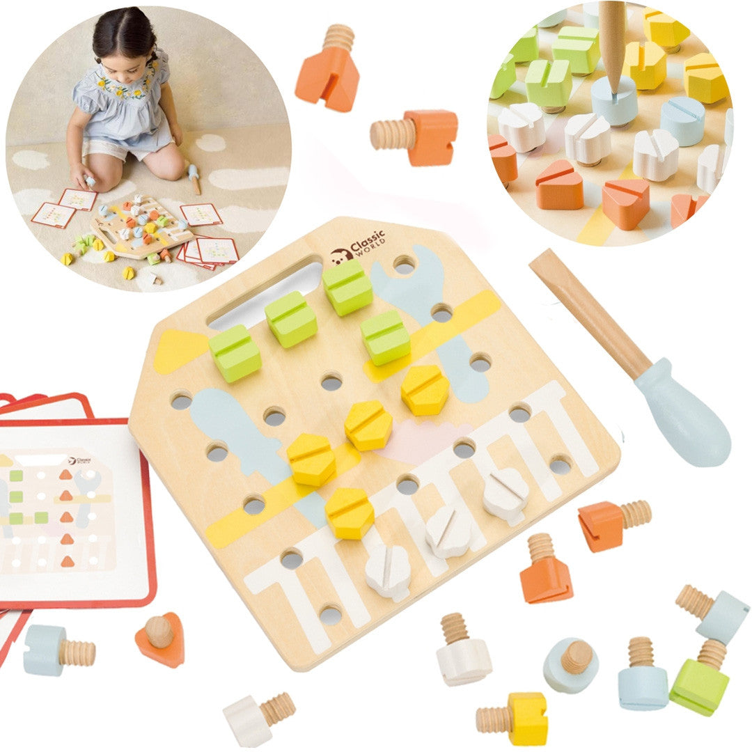 Classic World Wooden Screw Board Pattern Game
