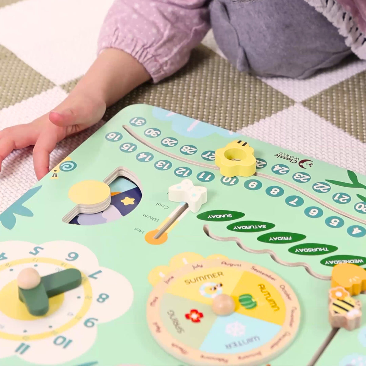 Classic World calendar board – clock with movable hands