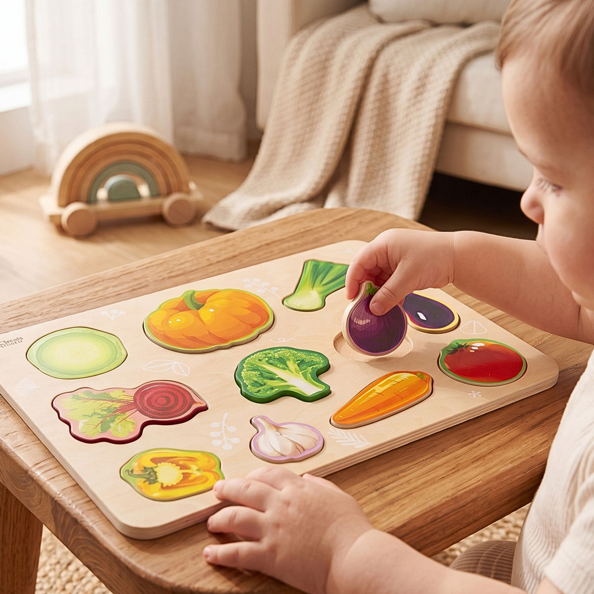 Classic World vegetable puzzle – board with six vegetable slots