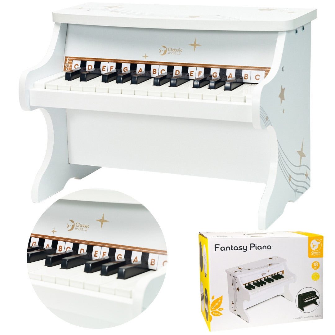 Classic World White Wooden Toy Piano with Book
