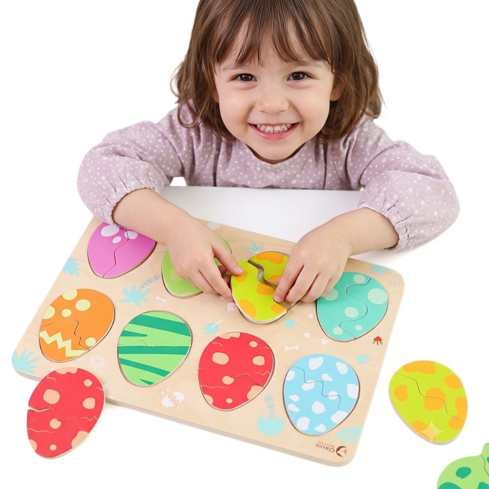 Classic World Wooden Dinosaur Egg Matching Puzzle