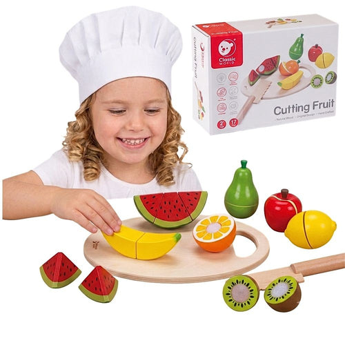 Classic World Wooden Velcro Fruit Cutting Set with Board