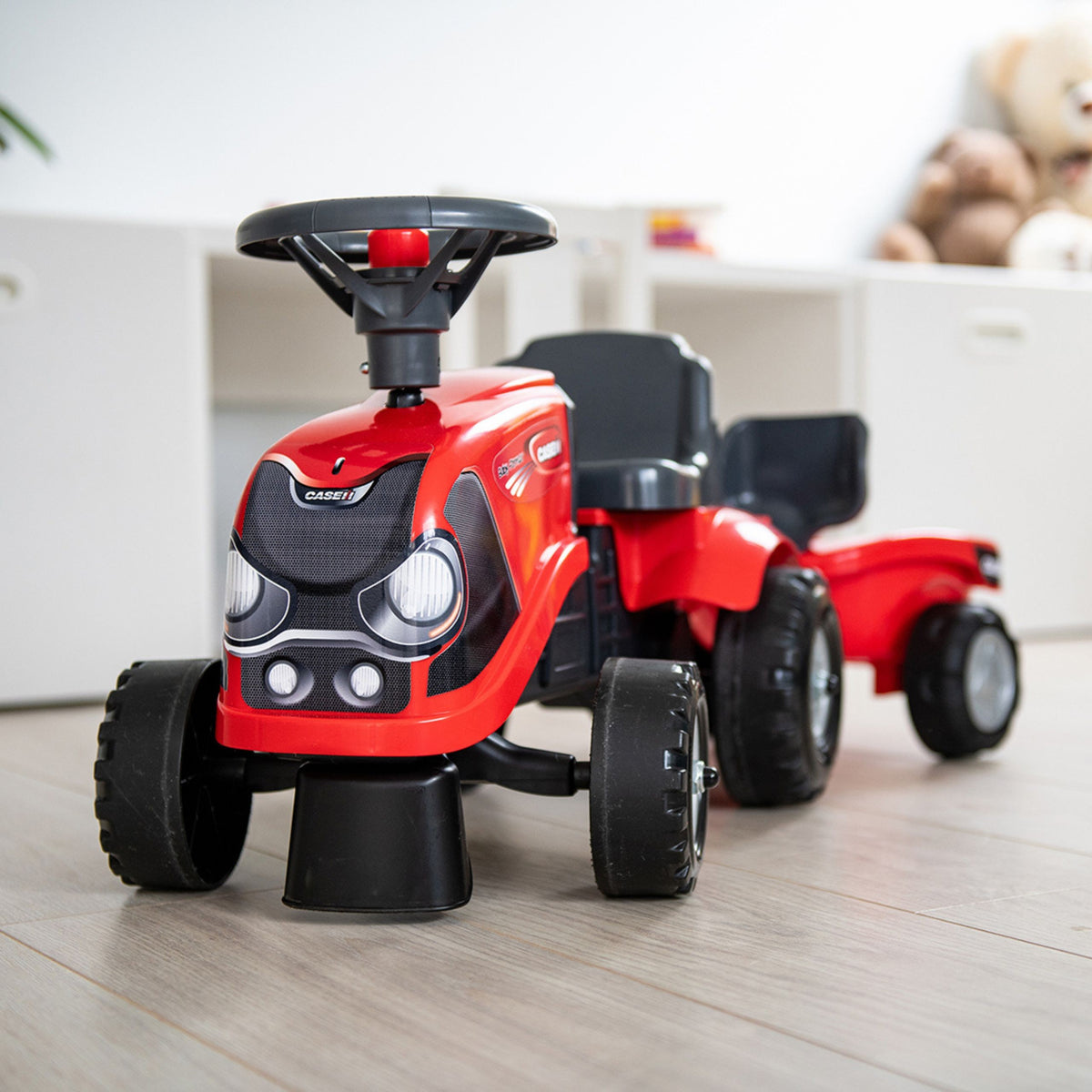 FALK Baby Case IH traktors – sarkans traktors ar noņemamu piekabi