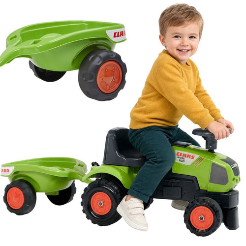 FALK Baby Claas Axos 310 ride-on tractor with trailer