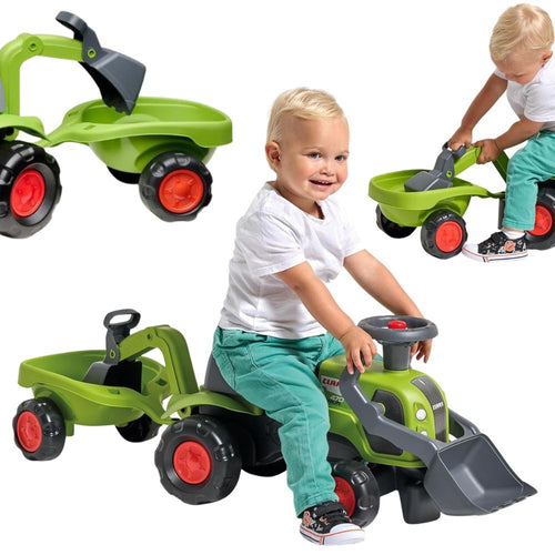 FALK Baby Claas ride-on tractor with digger and trailer