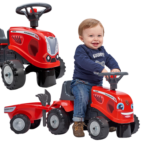 FALK Baby McCormick sarkans traktors ar piekabi