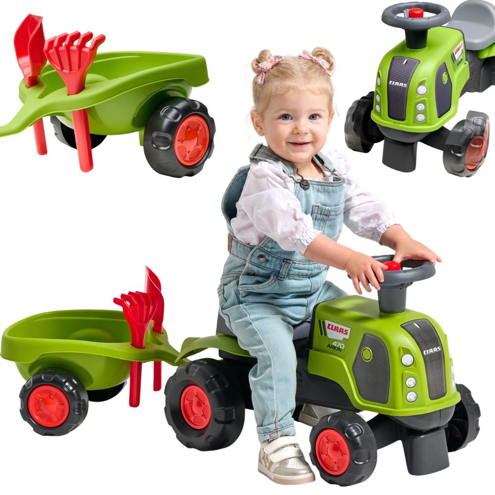 FALK Claas Arion 470 zaļš traktors ar piekabi