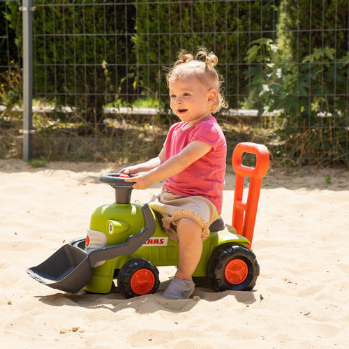 Claas tractor walker with movable front loader bucket