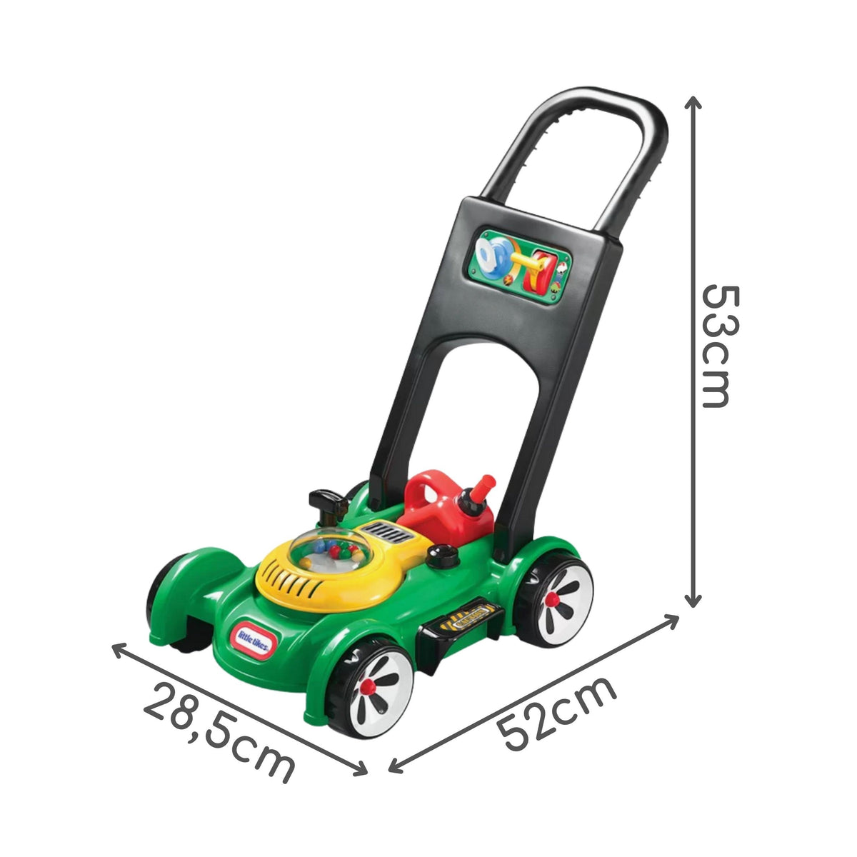 Little Tikes toy lawn mower – child mowing the lawn