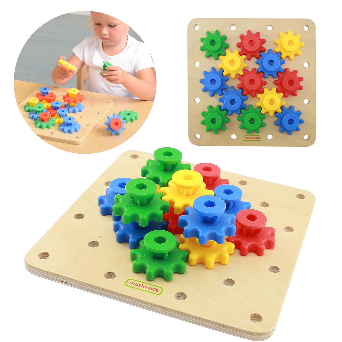 Masterkidz wooden gears board Montessori toy
