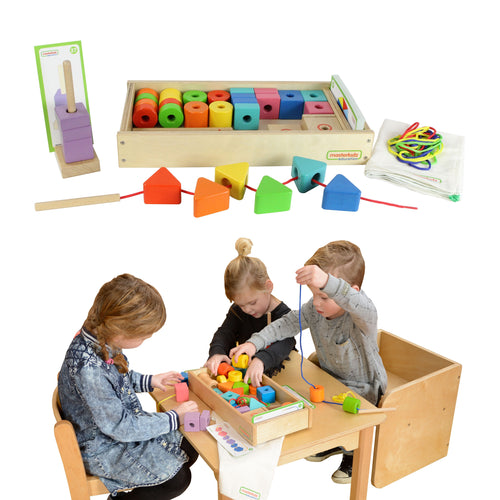 Masterkidz large wooden Montessori lacing set