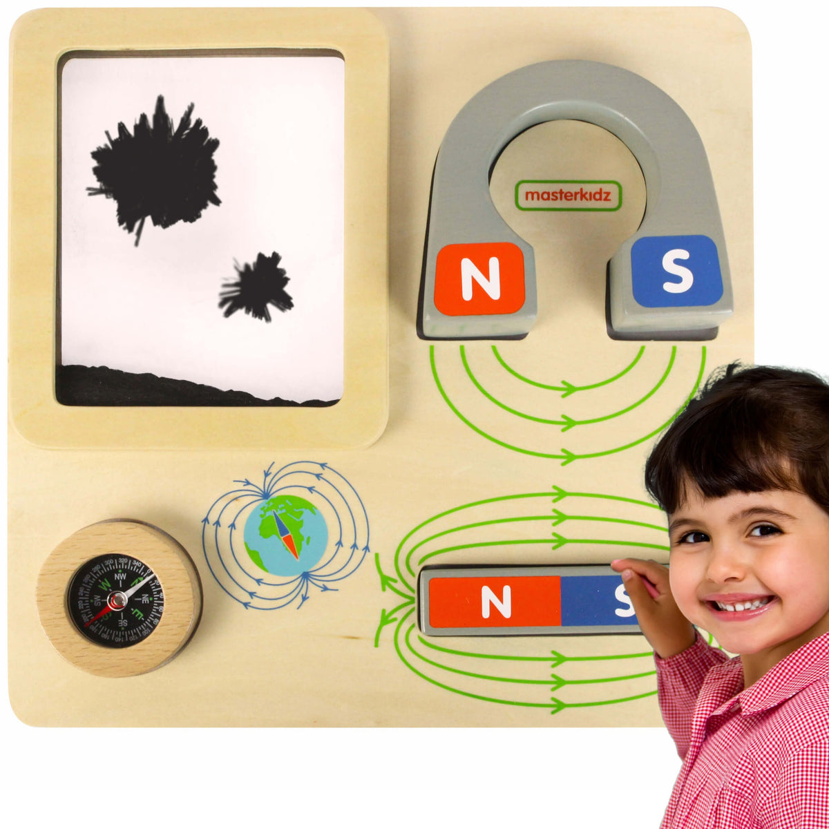 Masterkidz Wooden Magnetism Board with Compass
