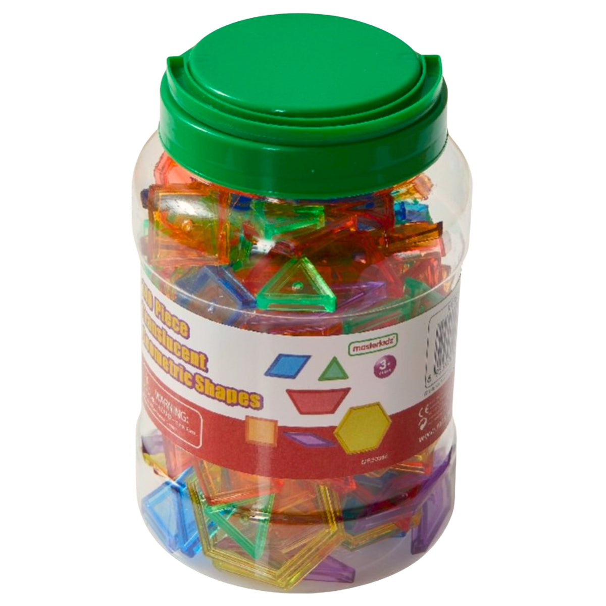 Translucent geometric shapes in six bright colours