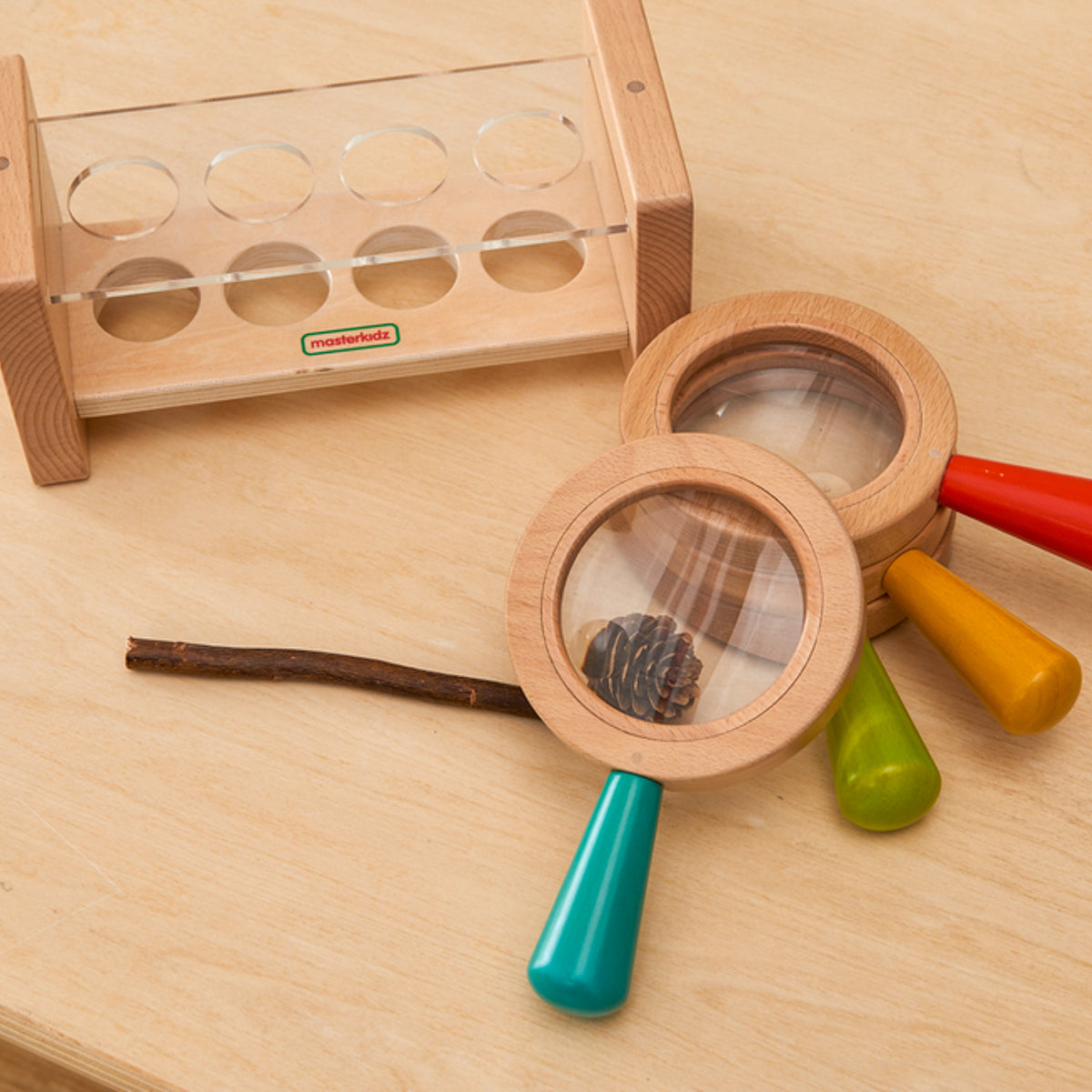Masterkidz magnifying glasses – wooden stand with cover
