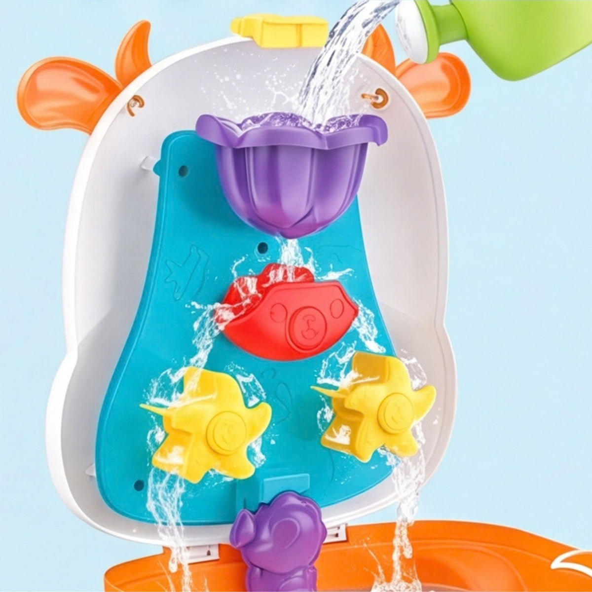 Woopie cow sand and water suitcase – water cascade with gears