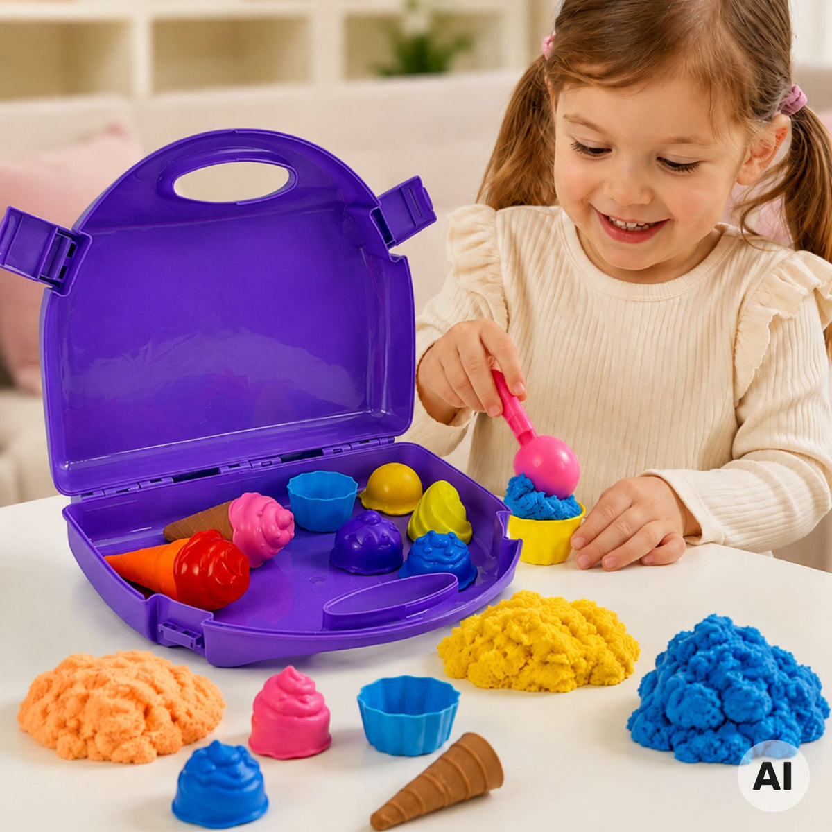 Woopie kinetic sand ice cream set – ice cream moulds