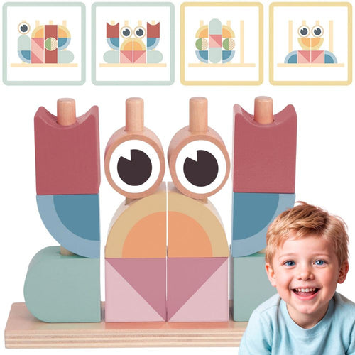 Tooky Toy koka krabis – uzveramā puzle, pasteļtoņi