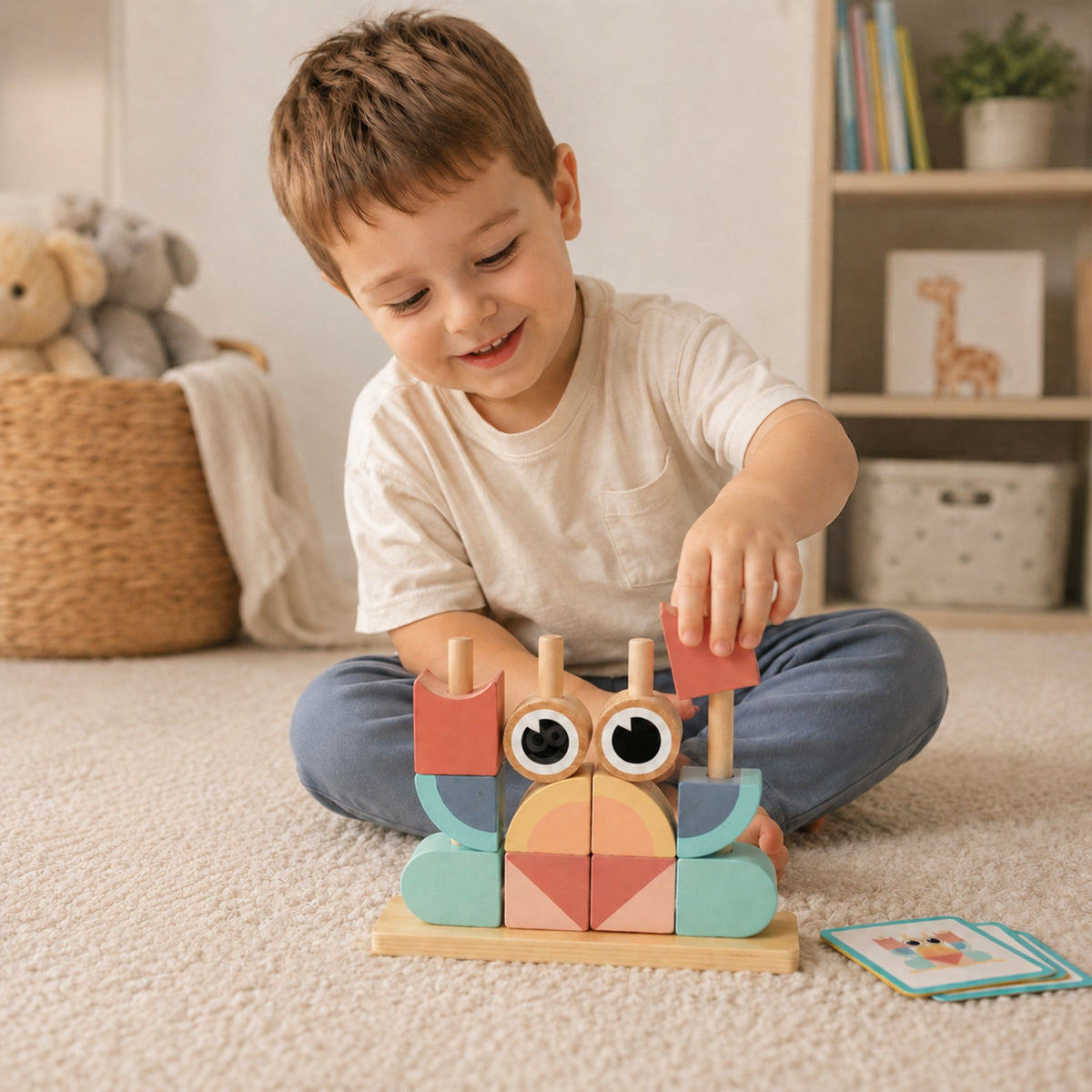 Tooky Toy koka krabis – krāsaini klucīši