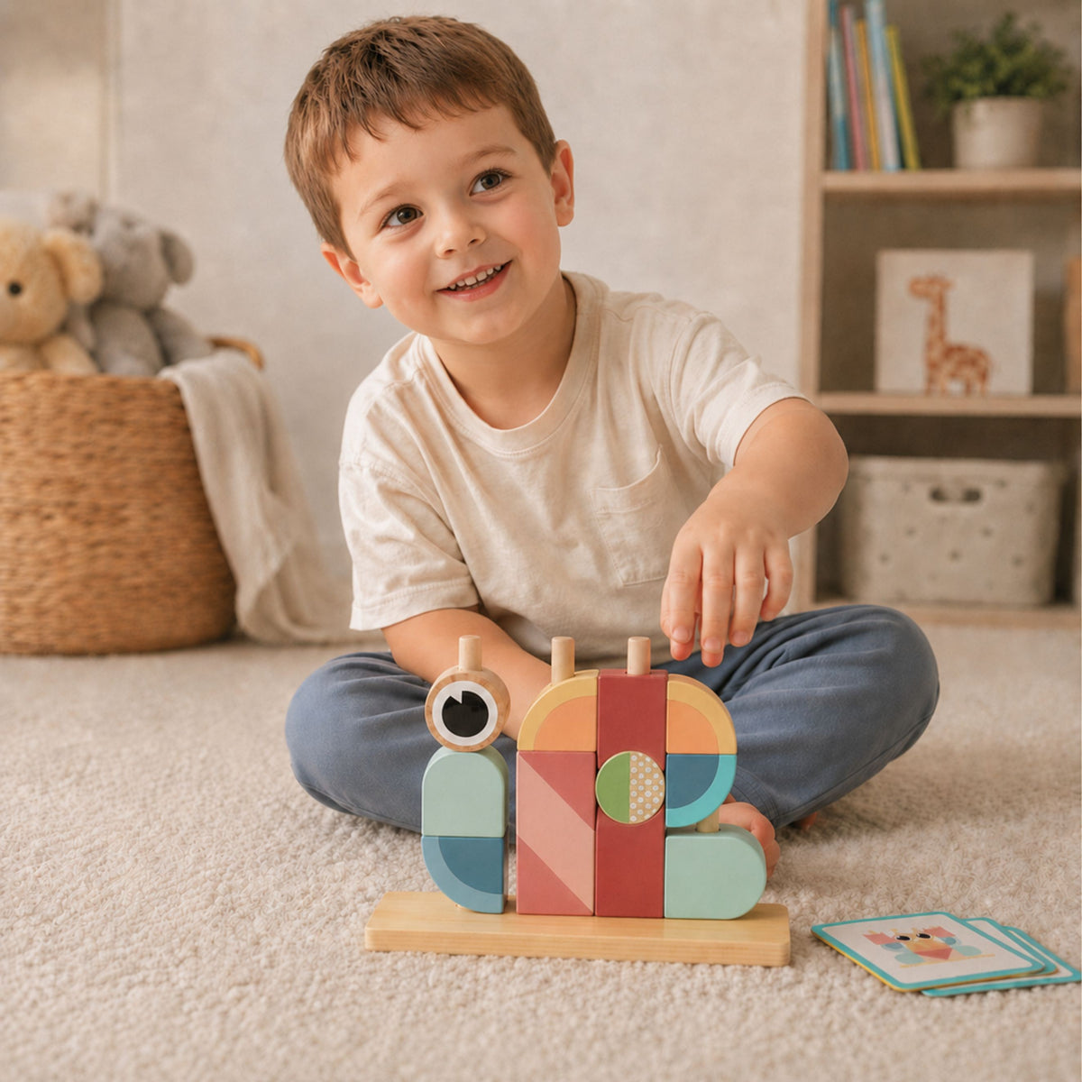 Tooky Toy koka krabis – uzvērti klucīši bērniem