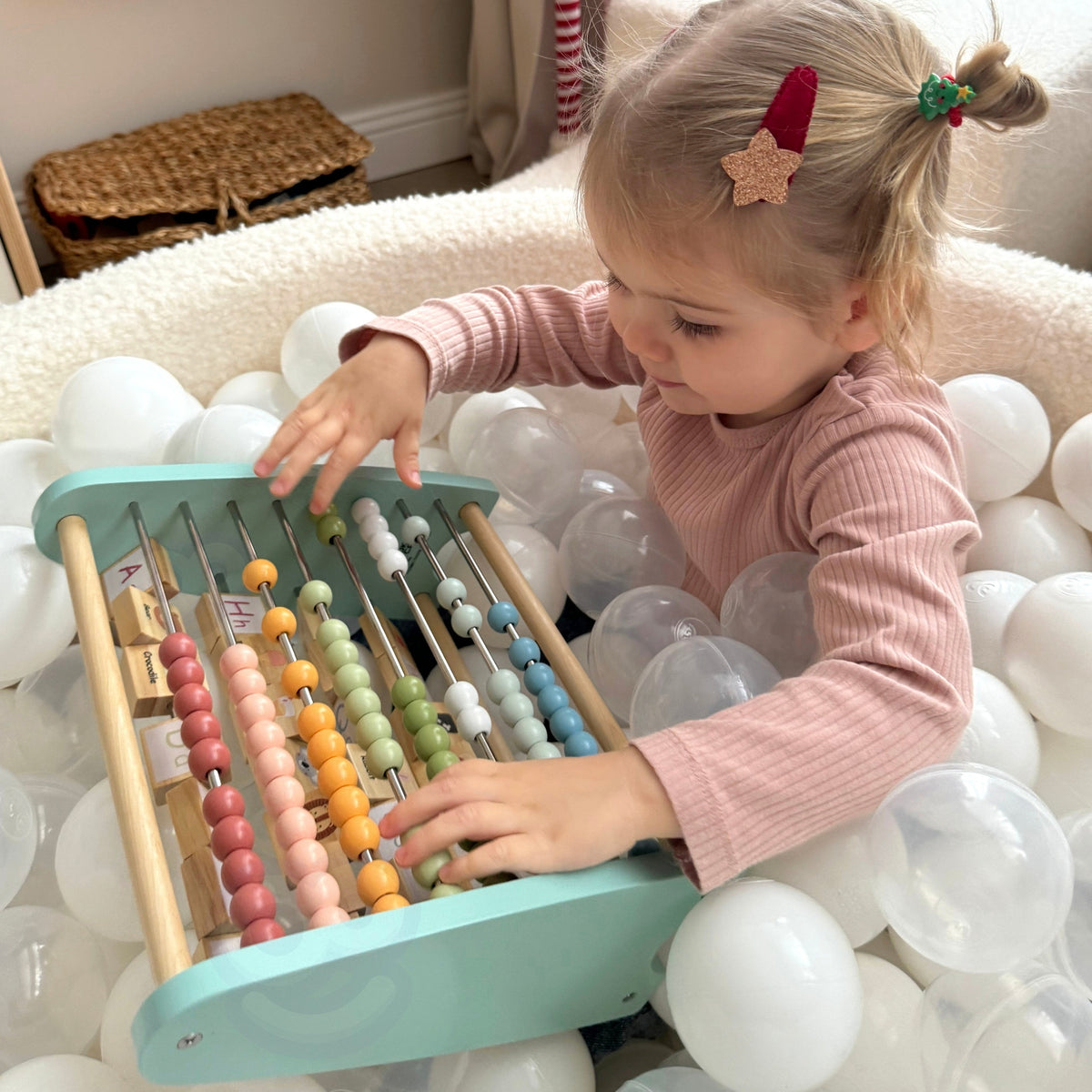 Tooky Toy wooden abacus – rotating letter blocks