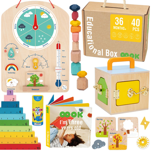 Tooky Toy Montessori mācību kaste 6 vienā ar skaitīkļiem
