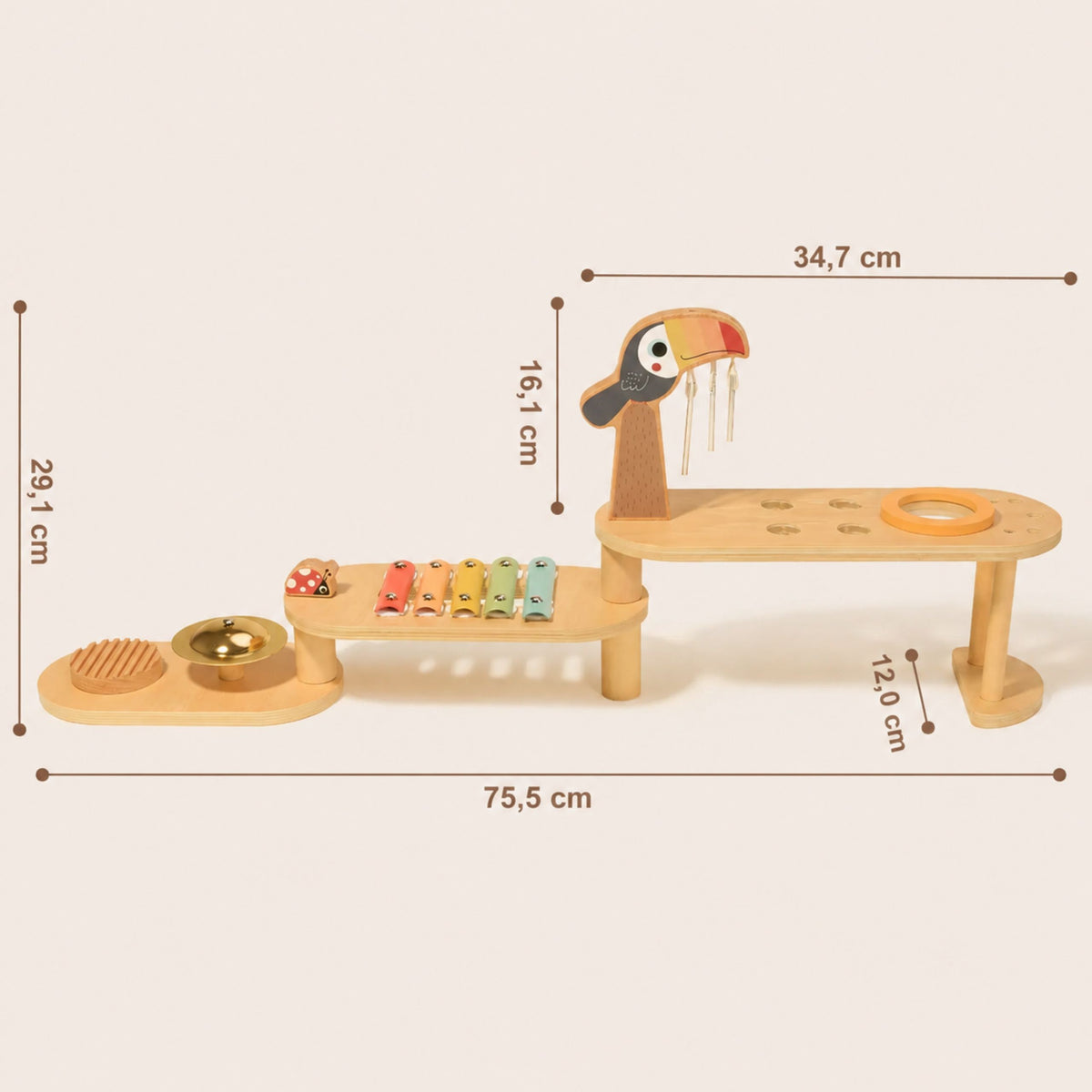 Modular wooden music centre for kids aged 3+