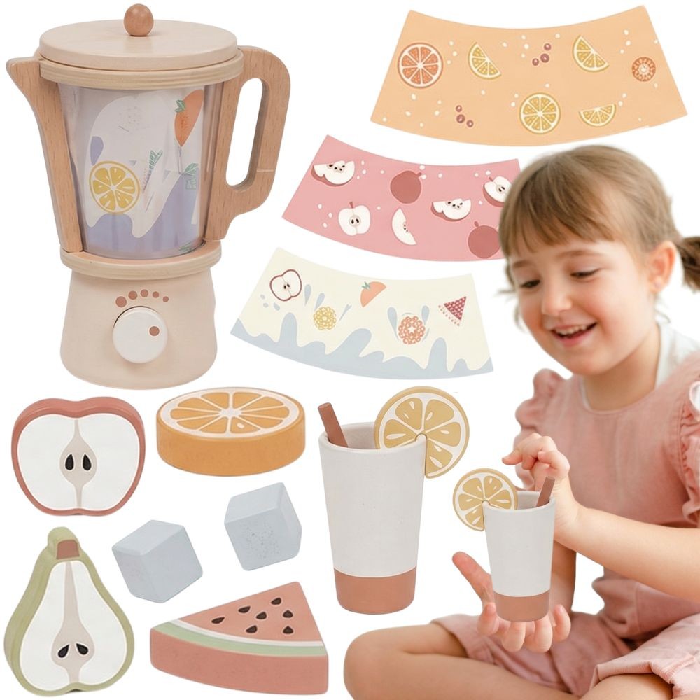Tooky Toy Wooden Blender with Fruit and Cups, 18 pcs