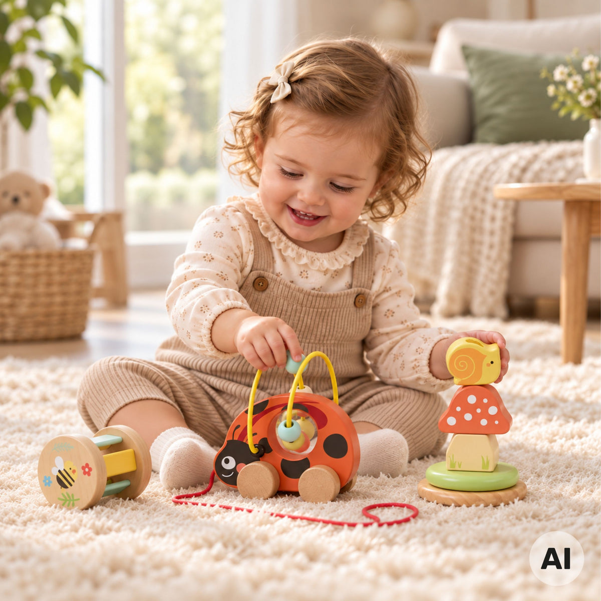 Tooky Toy ladybug set – wooden roller for kids