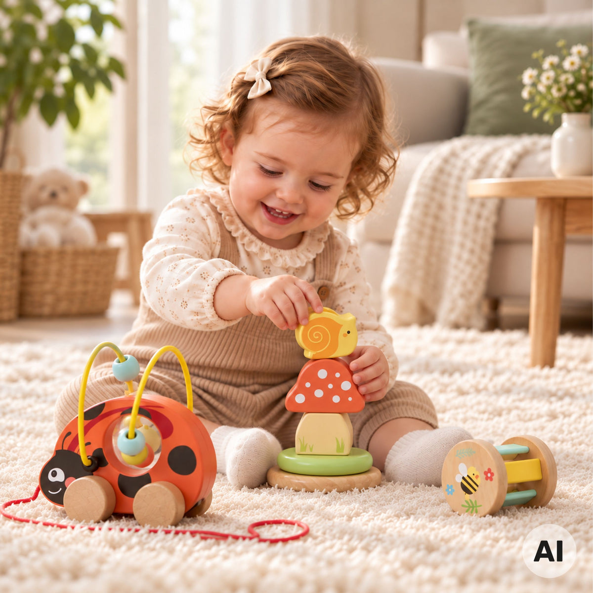 Tooky Toy ladybug set – mushroom and snail stacker
