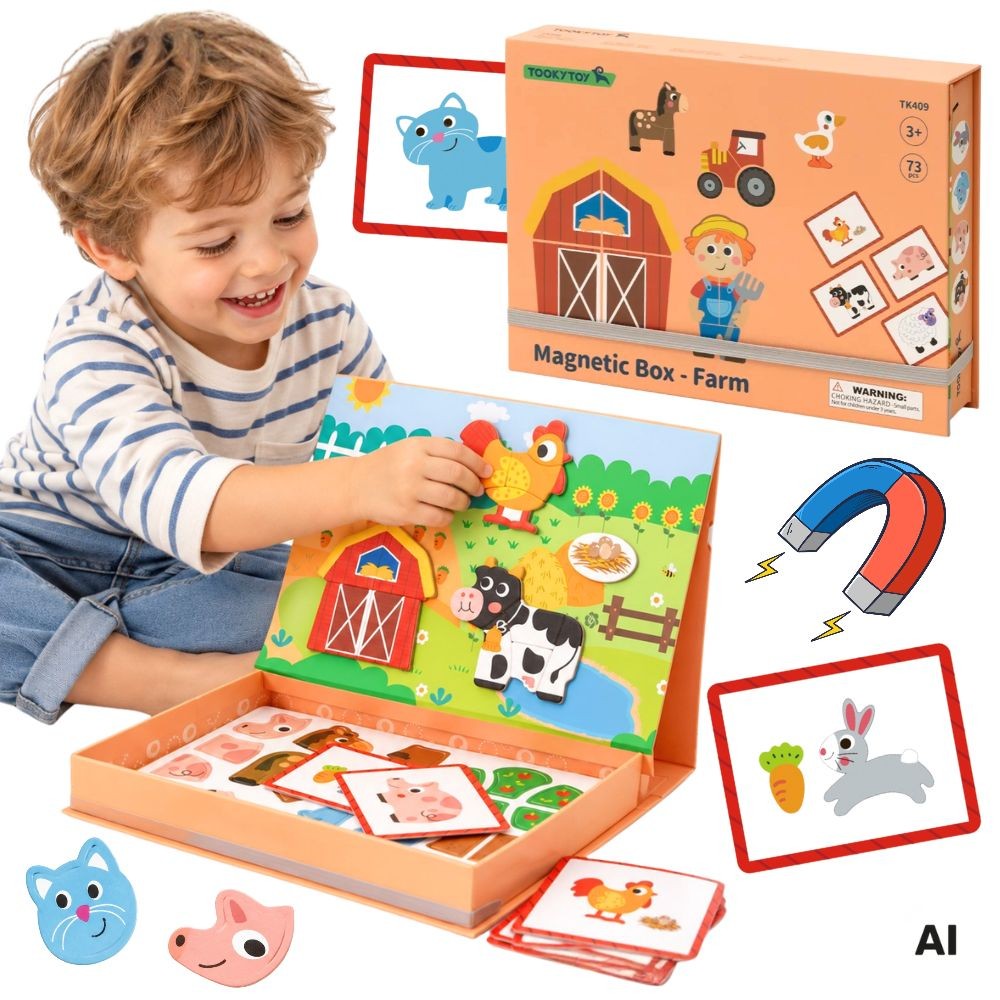Tooky Toy magnetic farm puzzle box with 61 pieces