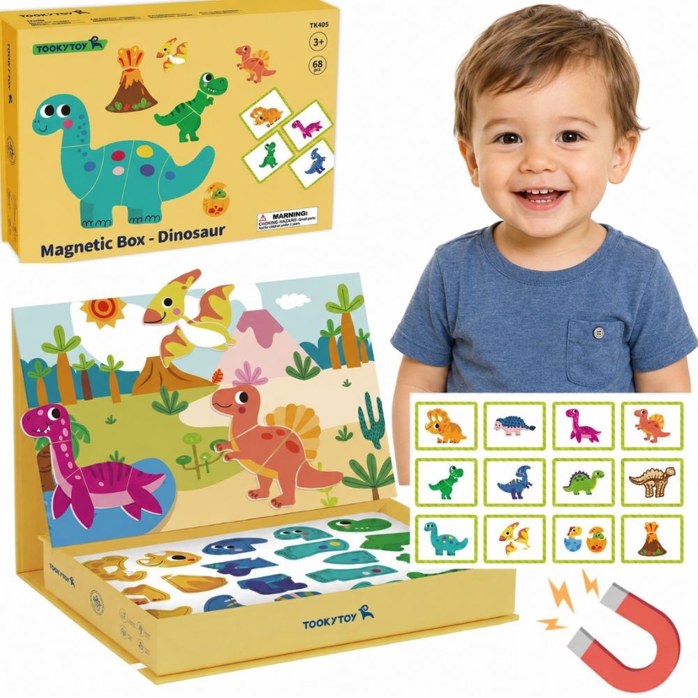 Tooky Toy magnētiskā dinozauru puzle kastē, 56 gab.